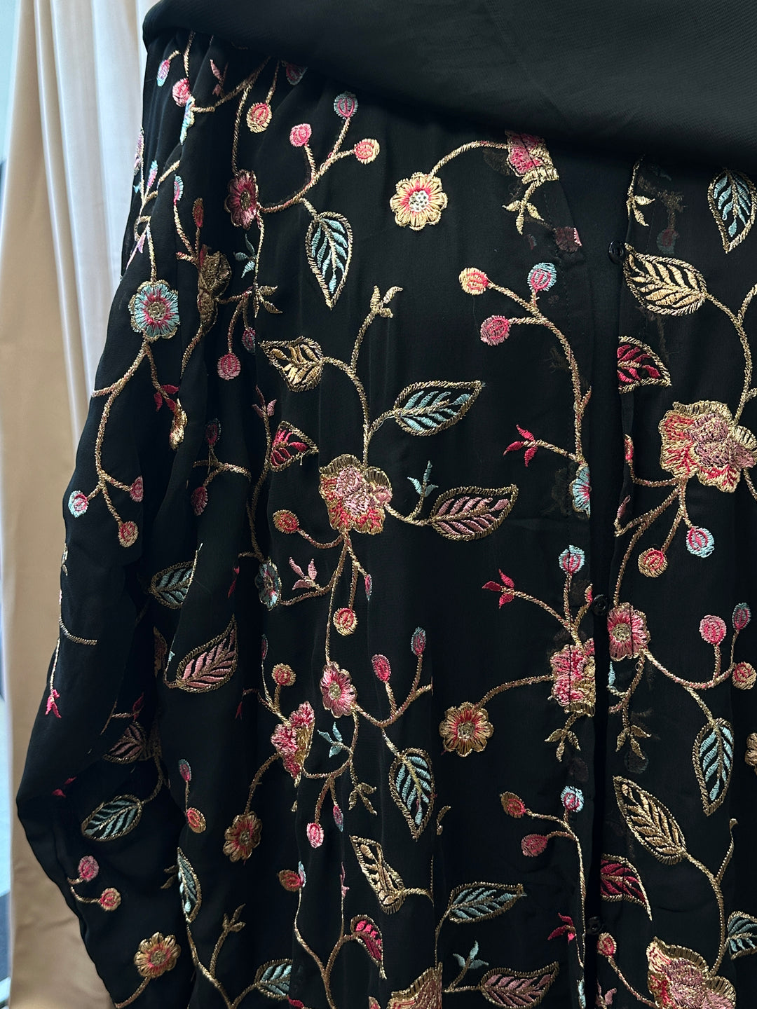 Hand-Beaded Embroidered Abaya – 3 Piece Set