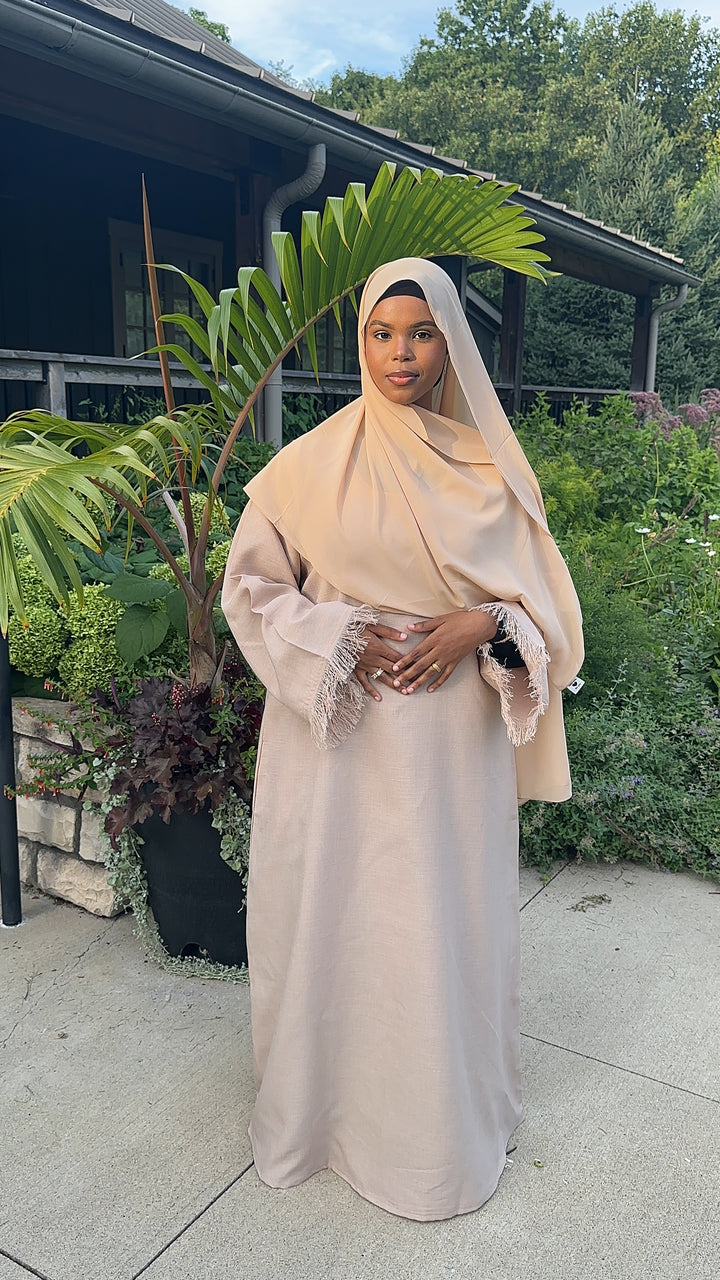 Frayed Linen Abaya Set