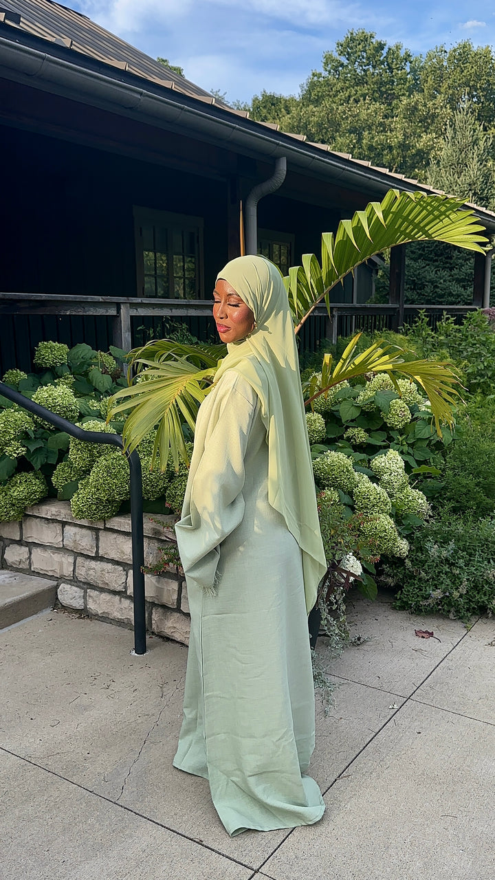 Frayed Linen Abaya Set