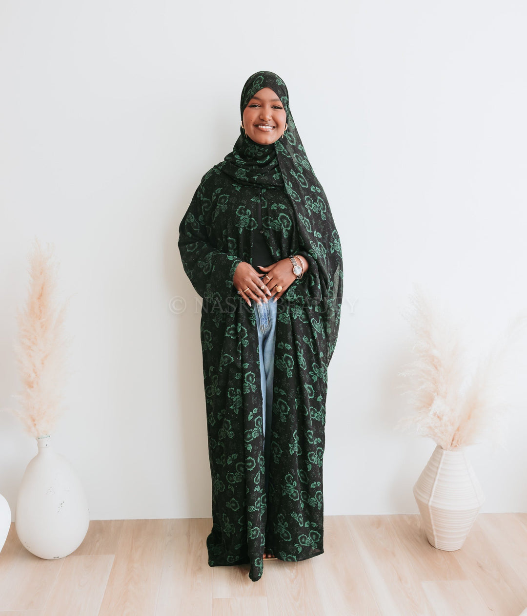 Sabrin Open floral Abaya