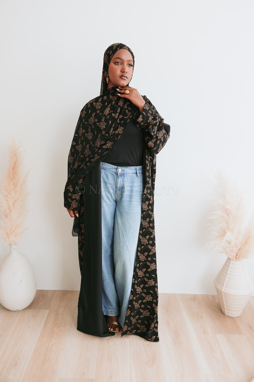 Ayan Open Floral Abaya