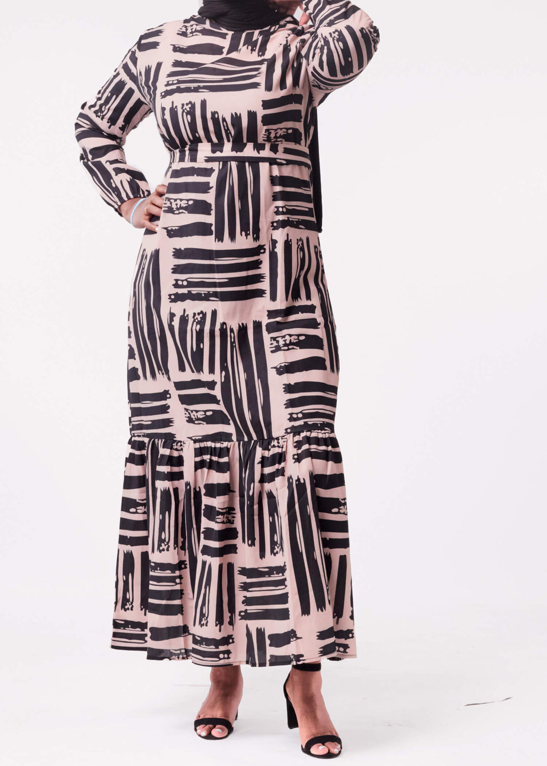 Printed Tan Maxi Dress