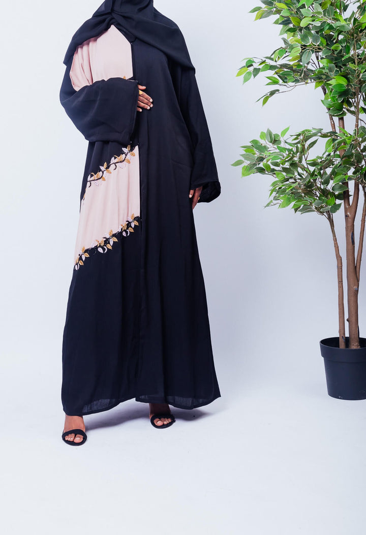 Blush Open Color Block Abaya