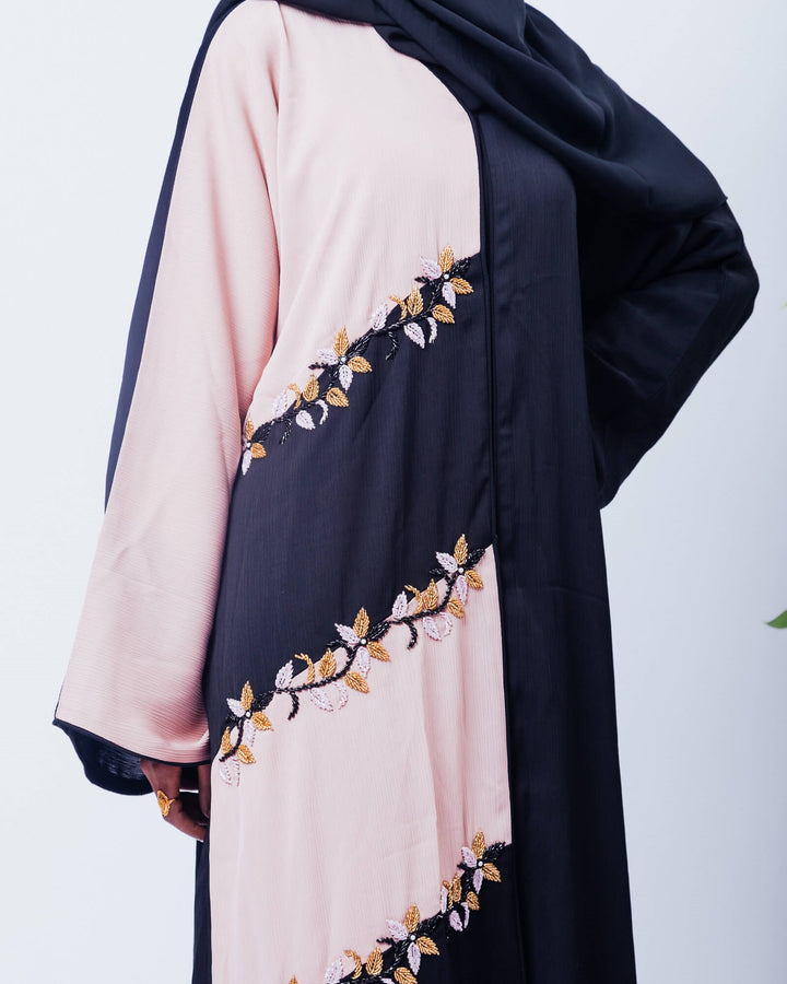 Blush Open Color Block Abaya