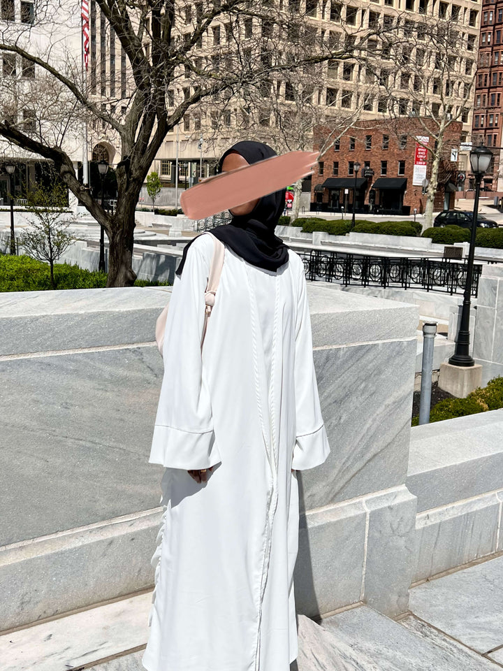 Open Abaya With Chiffon Ruching detail