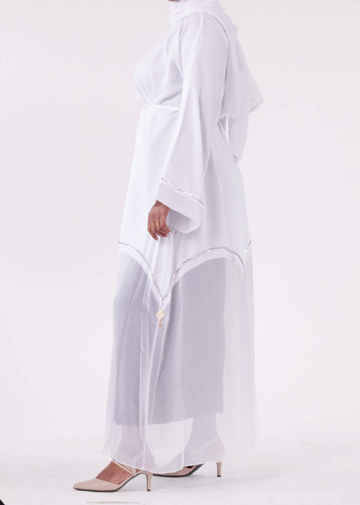 Open Mesh Abaya - White