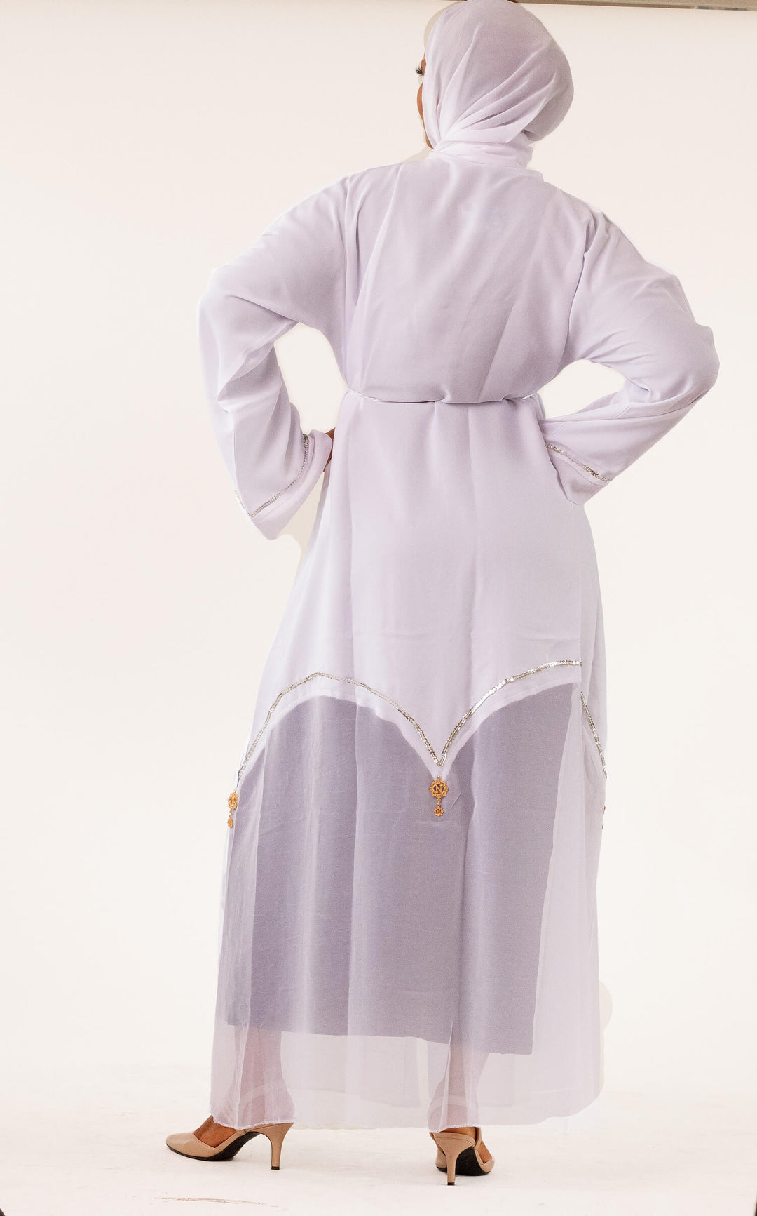 Open Mesh Abaya - White