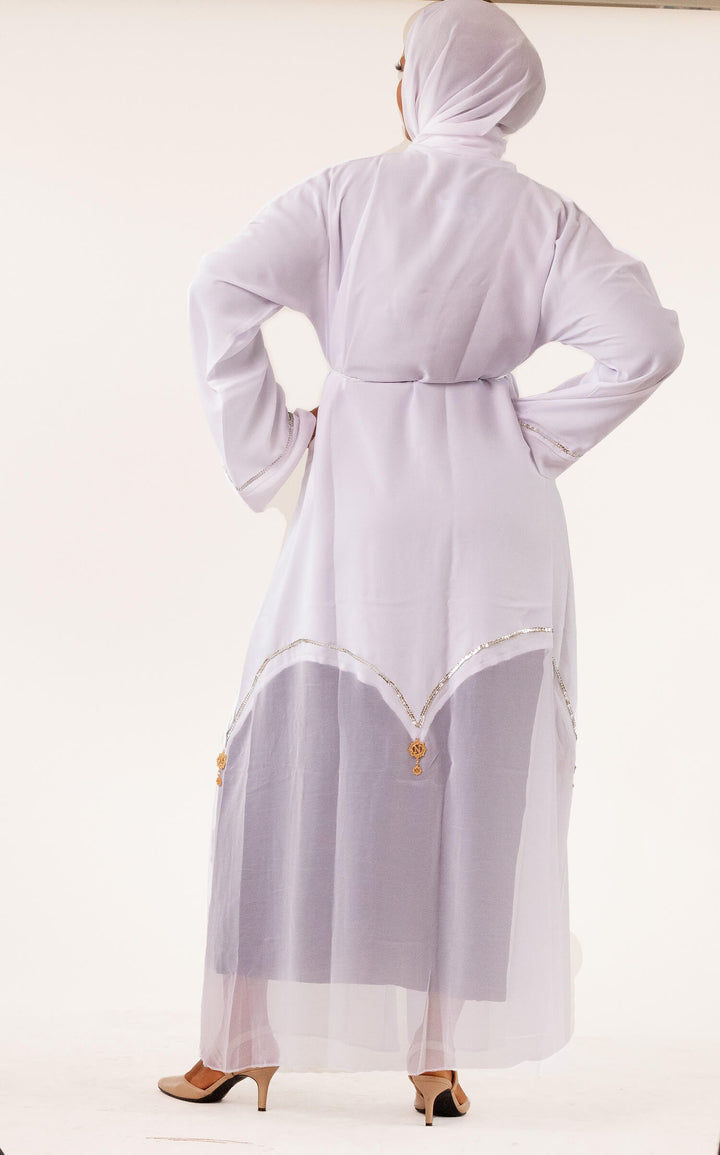 Open Mesh Abaya - White