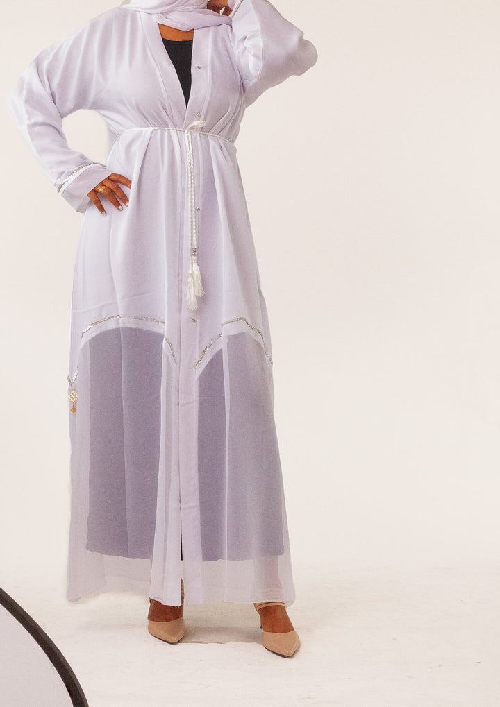 Open Mesh Abaya - White
